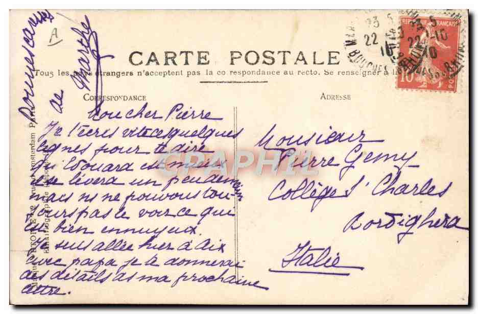 Weymann sur aéroplane Farman dans son voyage à Troyes (Circuit de l'Est) — carte postale n°100 — Verso