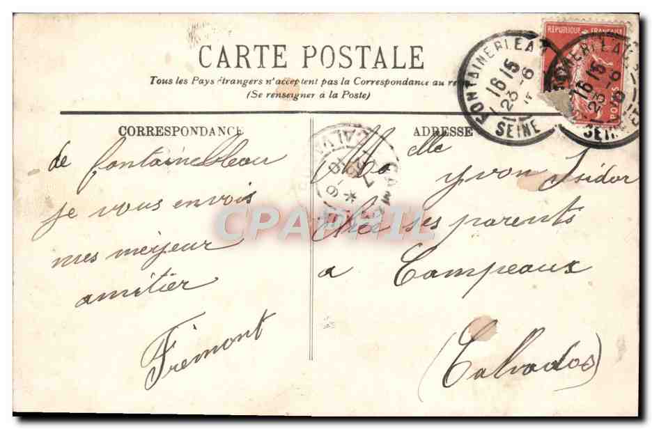 Fontainebleau — El Palacio — Habitación de María Antonieta — LL. — n°76 — Reverso