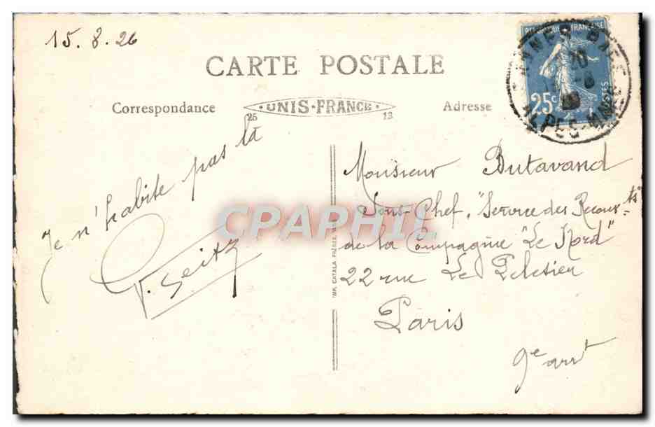 CPA Cannes Carlton Hotel  — Rückseite