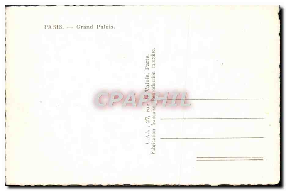 CPM Paris Grand Palais — Rückseite