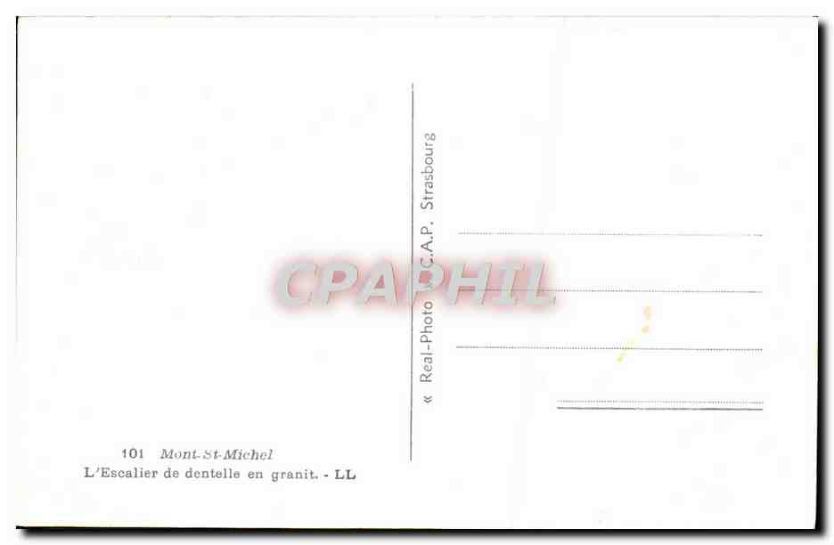 Mont-Saint-Michel — L'Escalier de dentelle en granit — Real-Photo Strasbourg — Verso