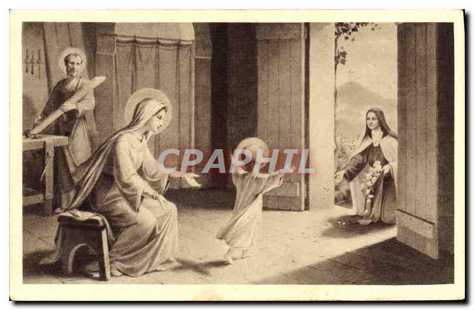 CPA Ste Therese de l'Enfant Jesus jetant des fleurs