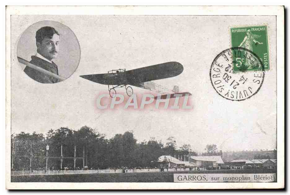 CPA Avion Aviation Garros sur monoplan Bleriot