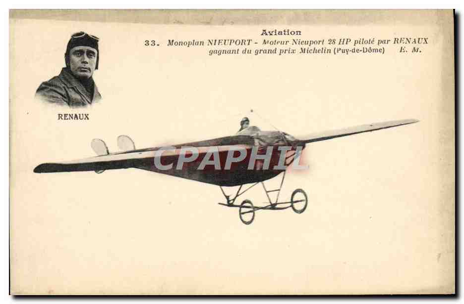 CPA Avion Aviation Monoplan Nieuport 28 HP gagnant du grand prix Michelin Puy de Dome 
