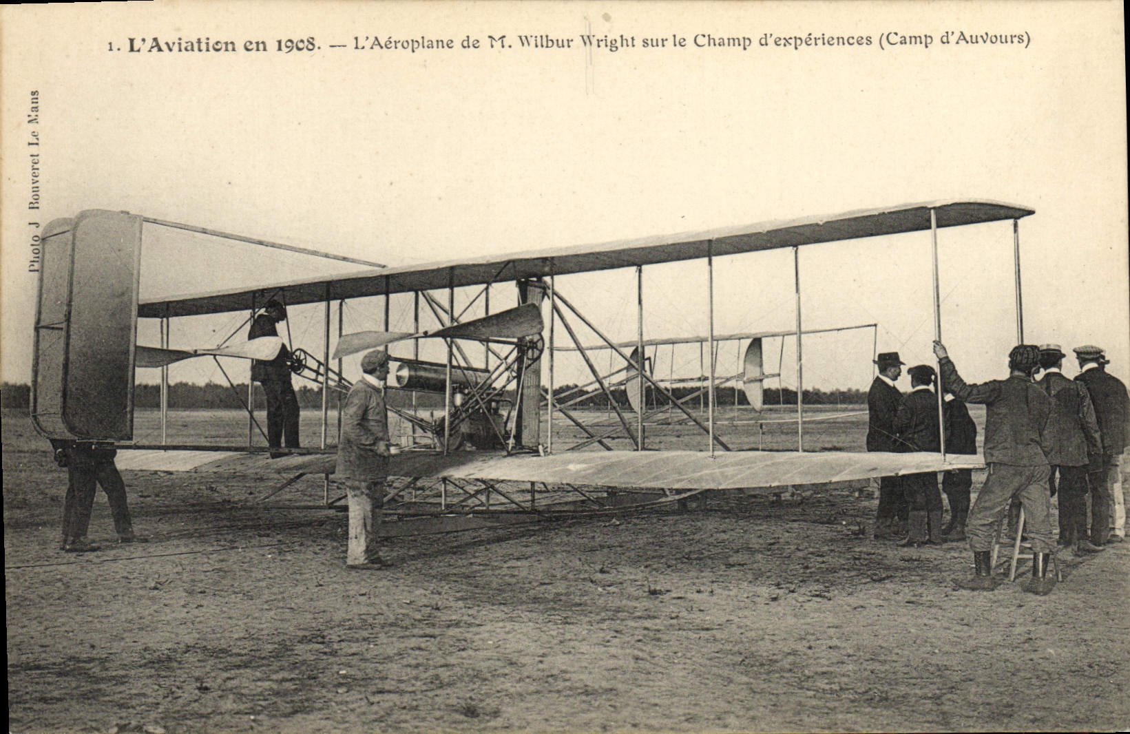 CPA Avion Aviation 1908 Aeroplane de M Wilbur Wright sur lec hamp d'experiences Camp d'Auvours 