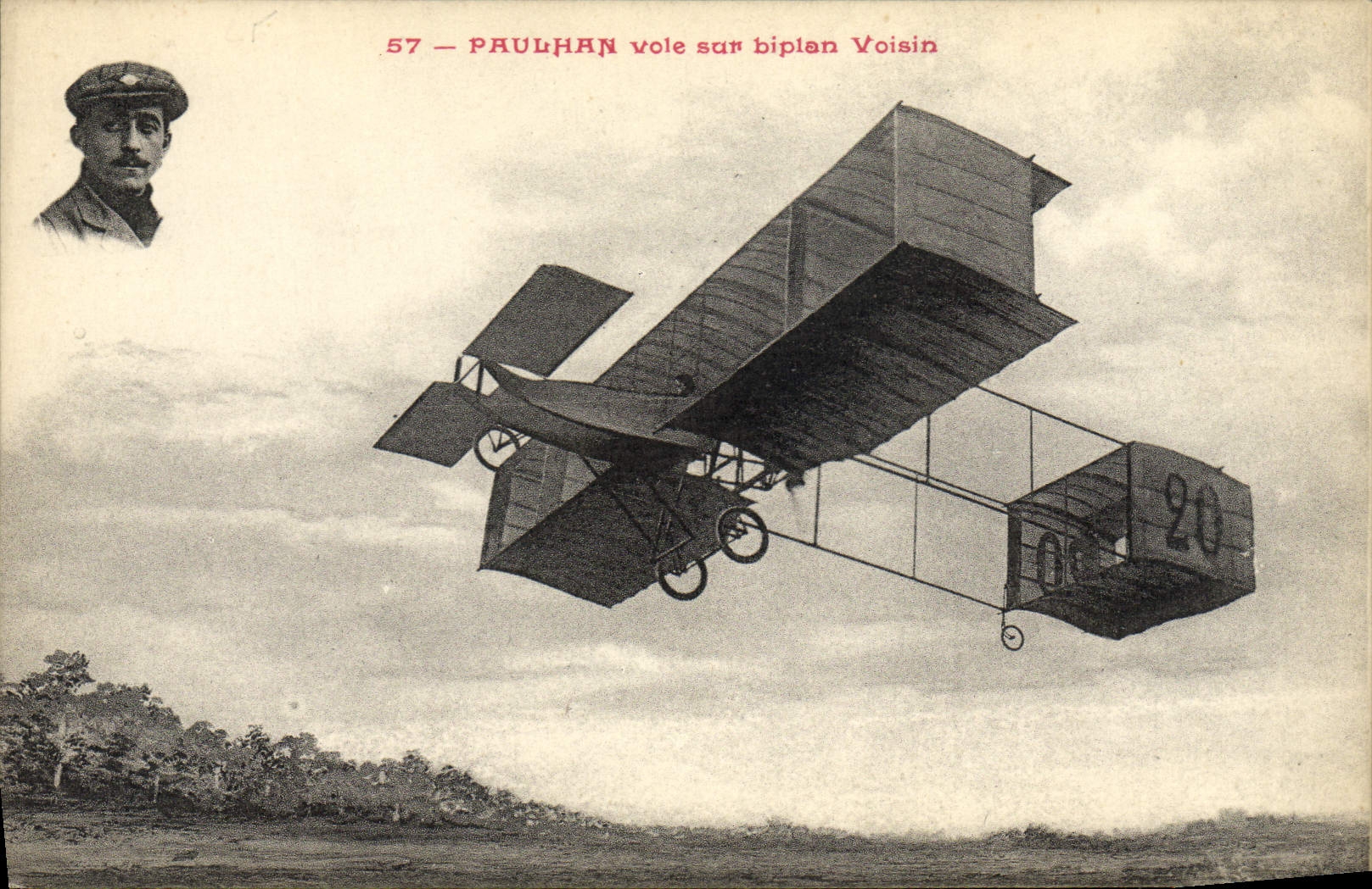 CPA Avion Aviation Paulhan sur biplan Voisin 