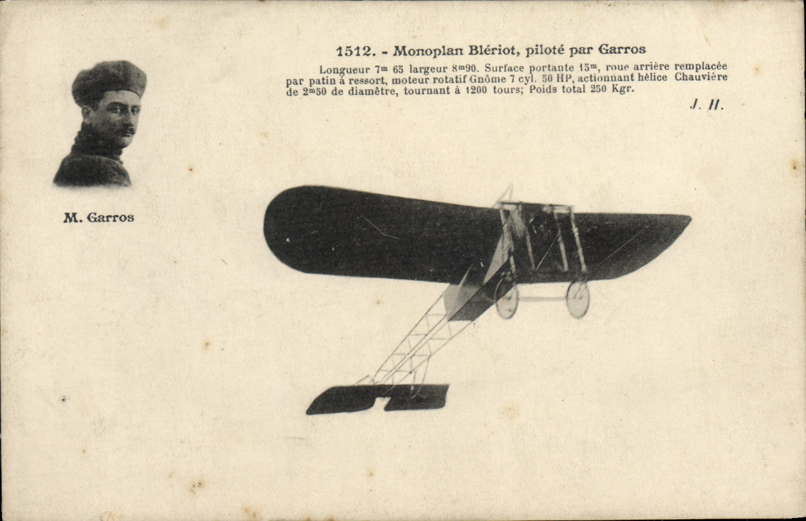 CPA Avion Aviation Monoplan Bleriot pilote par Garros
