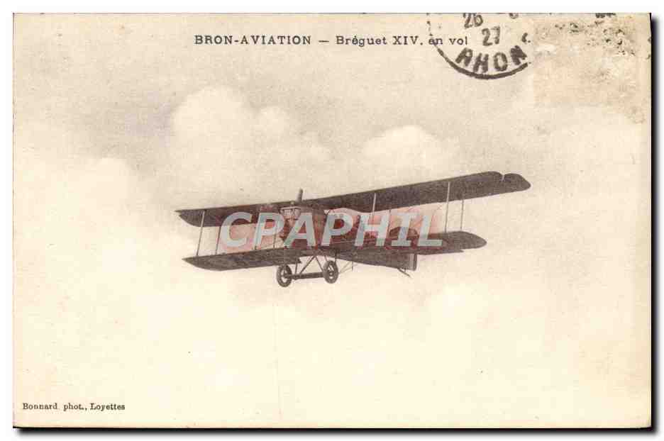 CPA Avion Aviation Bron Aviation Breguet XIV en vol