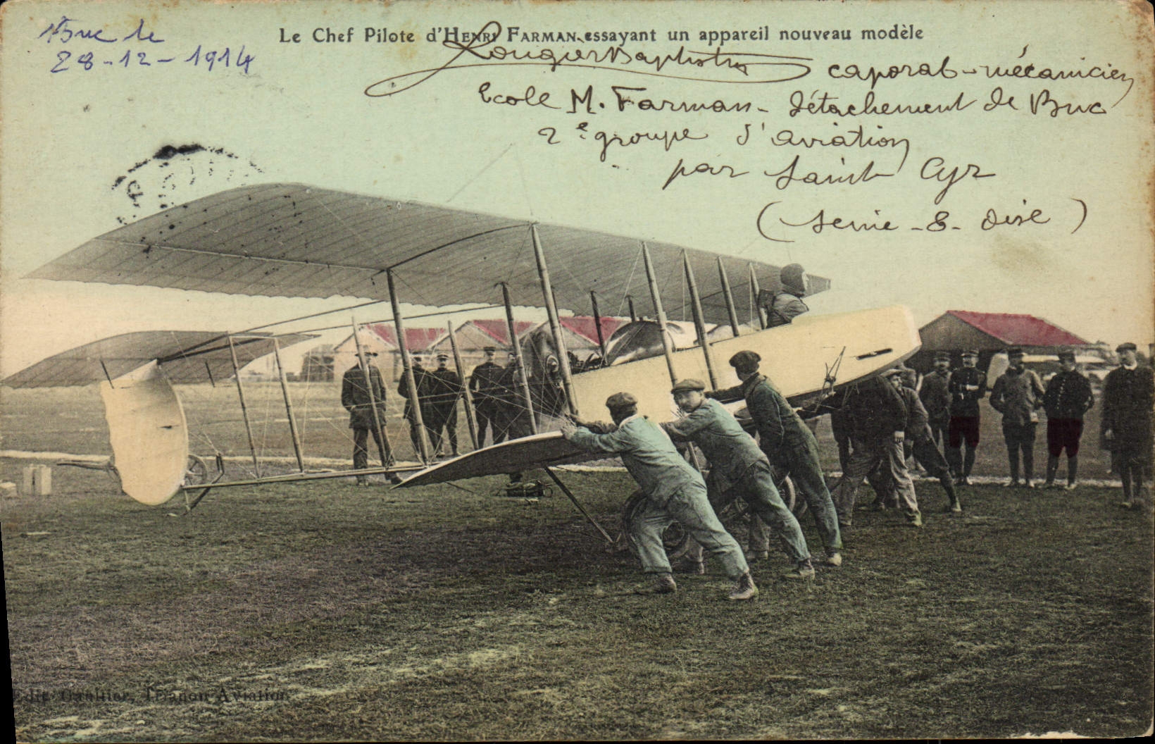 CPA Avion Aviation le chef pilote d'Henri Farman essayant un appareil nouveau modele