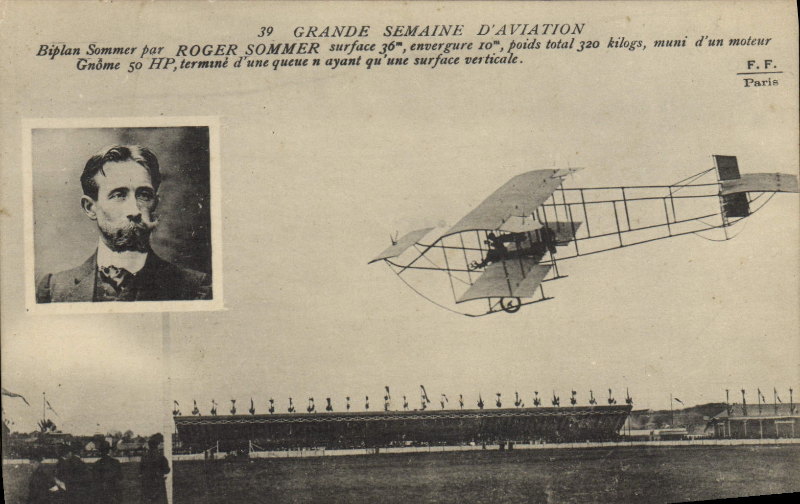 CPA Avion Aviation Grande semaine d'aviation Biplan Sommer par Roger Sommer 