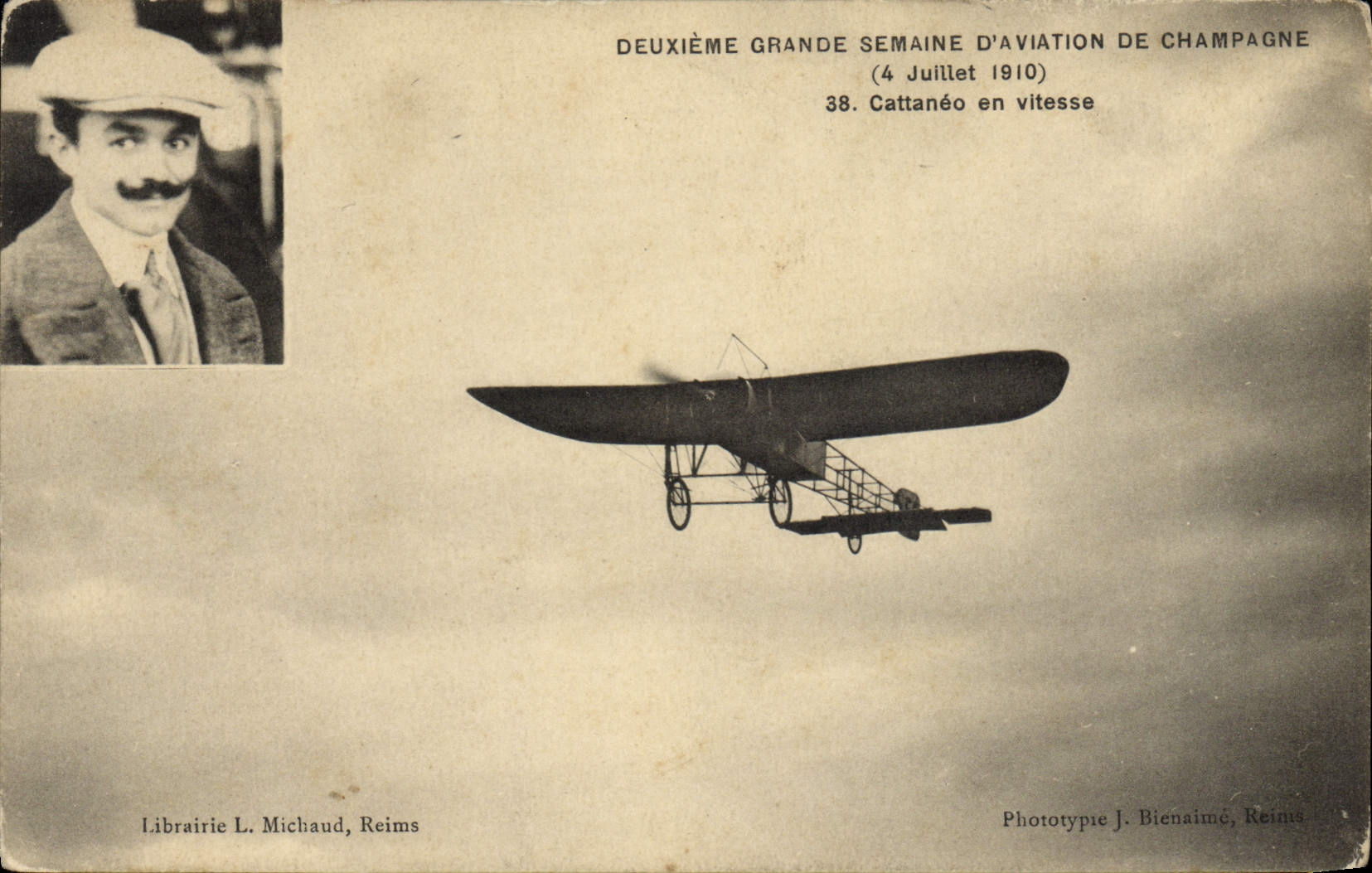 CPA Avion Aviation Deuxieme grande semaine d'aviation de Champagne Cattaneo en vitesse
