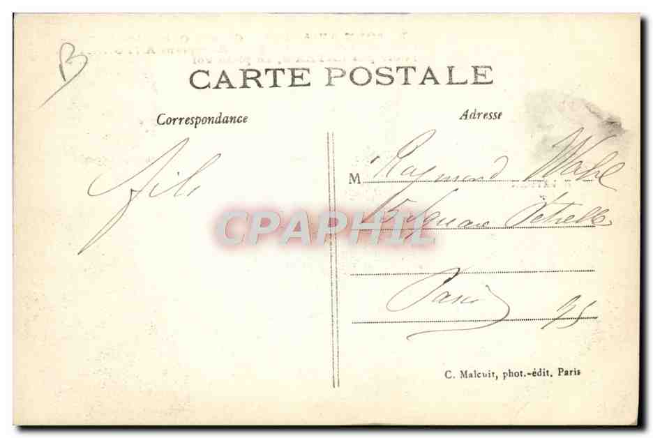 CPA Avion Aviation Port Aviation Grande quinzaine de Paris Aeroplane Antoinette pilote par Latham en plein vol — Rückseite