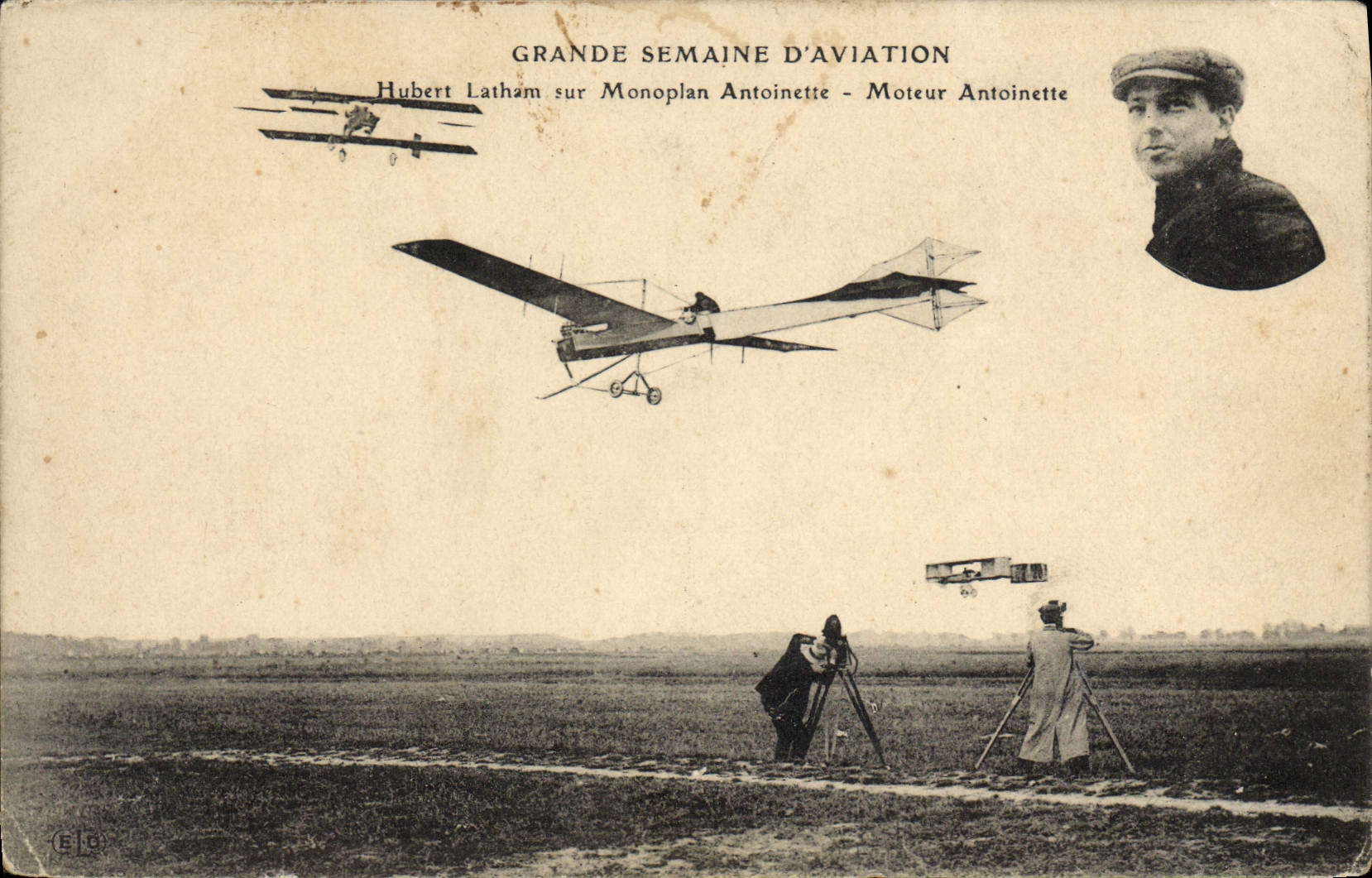 CPA Avion Aviation Grande semaine d'aviation Hubert Latham sur monoplan Antoinette Moteur Antoinette