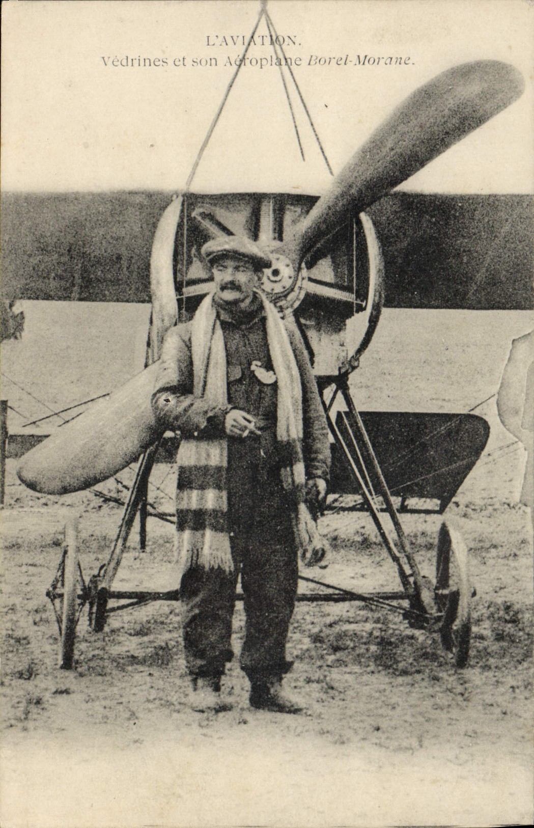 CPA Avion Aviation Vedrines et son aeroplane Borel Morane 