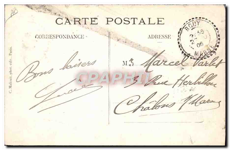 CPA Avion Aviation Aeroplane Farman en plein vol au camp de Chalons  — Rückseite