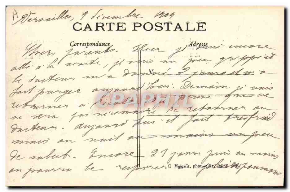 CPA Avion Aviation Comte de Lambert sur aeroplane Wright part de Port Aviation se dirige vers Paris  — Rückseite