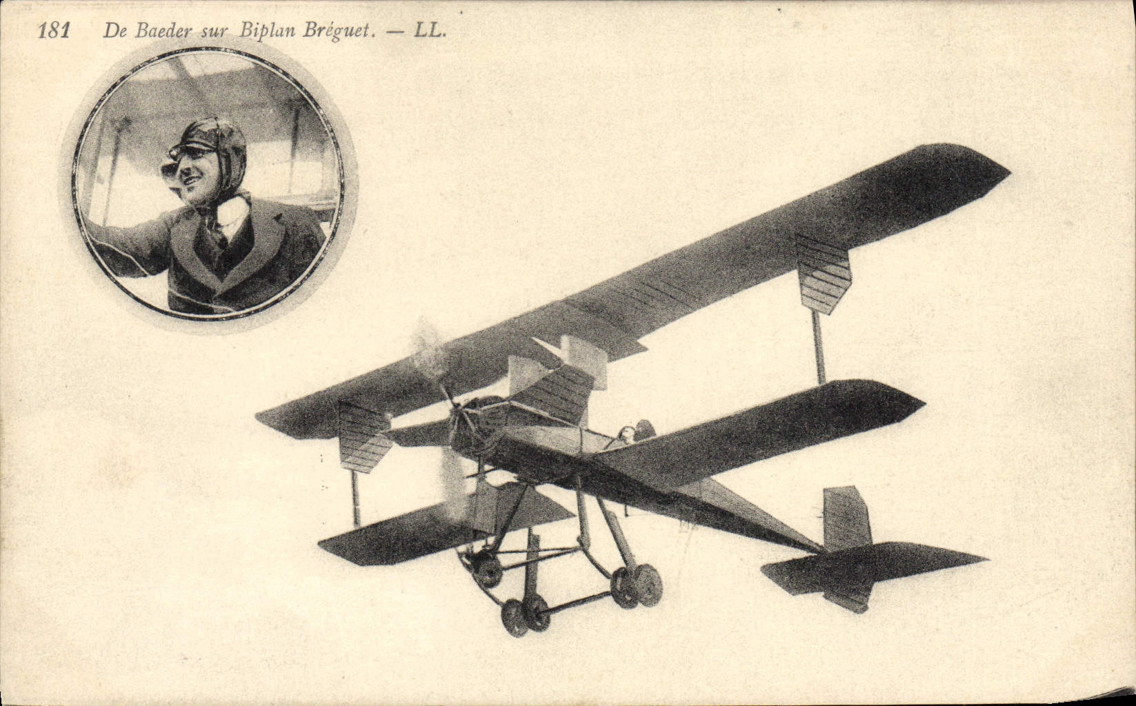 CPA Avion Aviation De Baeder sur biplan Breguet 