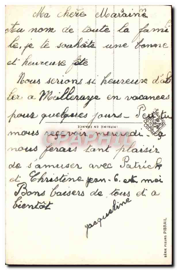 CPA Fantaisie Fleurs — Rückseite