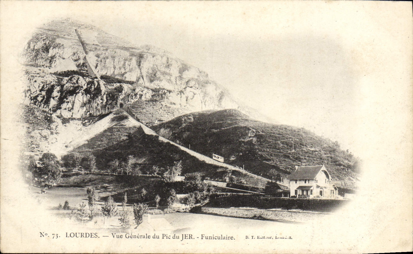 LOURDES — Vue Générale du Pic du JER — Funiculaire — D. T. Editeur, Lourdes, N° 73
