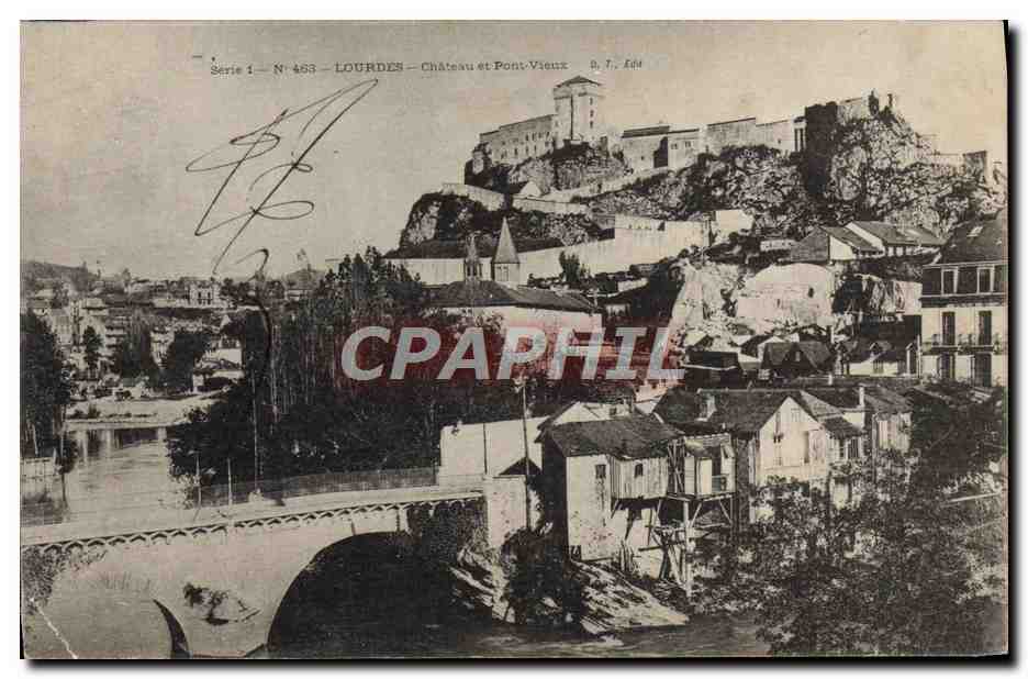 CPA Lourdes Chateau Et Pont Vieux