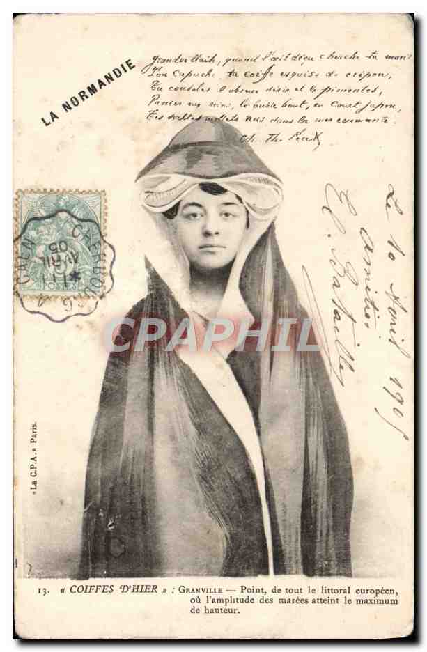 CPA Coiffes D'Hier Folklore Femme