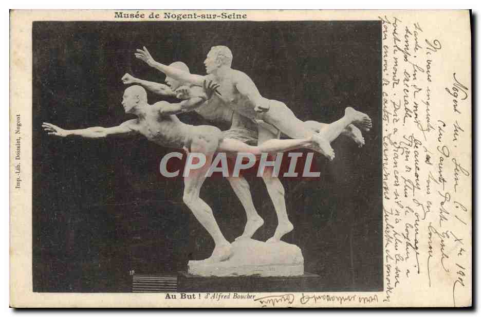 Museum von Nogent-sur-Seine — Skulptur 'Au But' von Alfred Boucher — Imp. Lab. Boisaint, Nogent