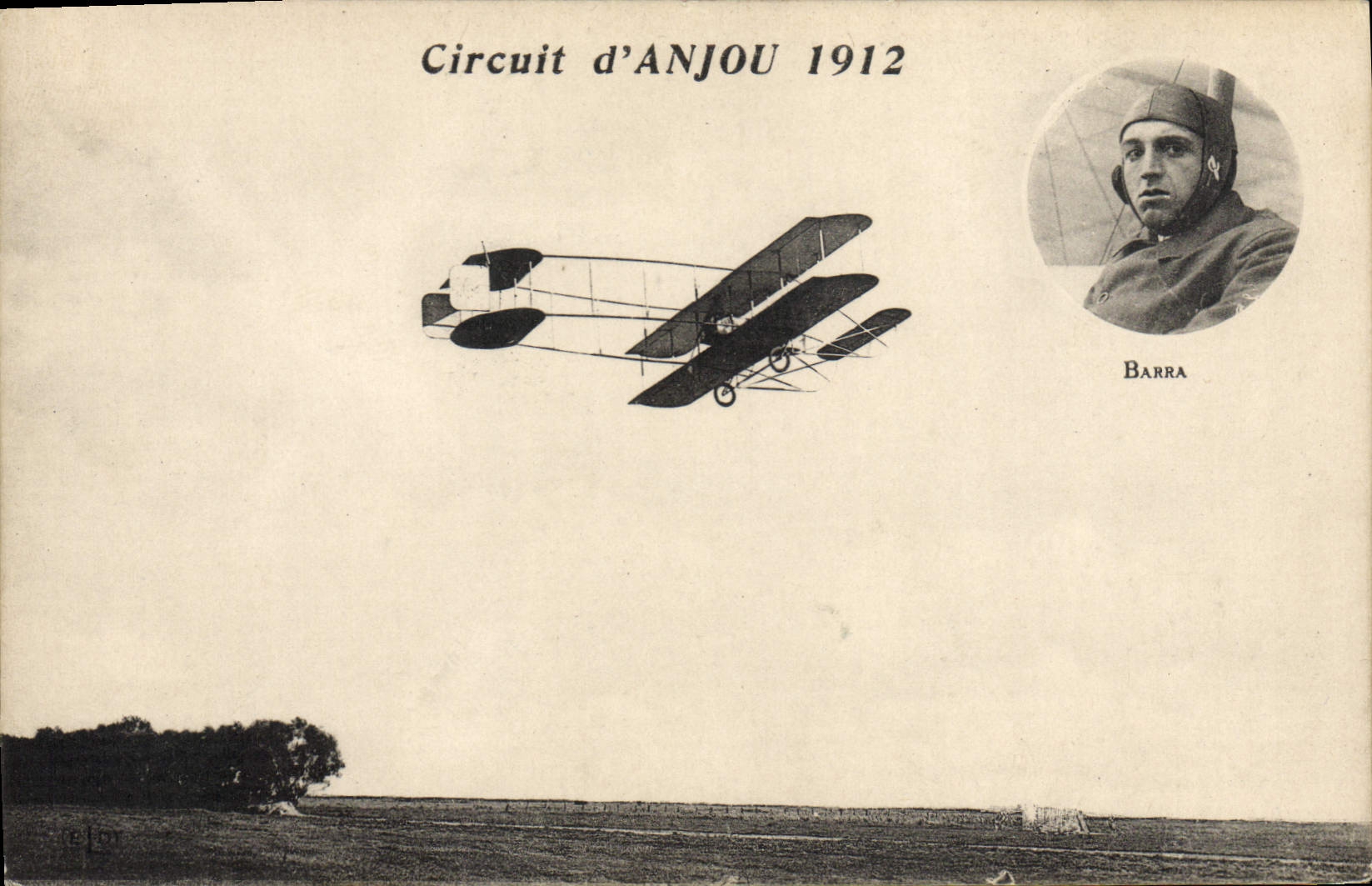 CPA Avion Aviation Circuit d'Anjou 1912 Barra