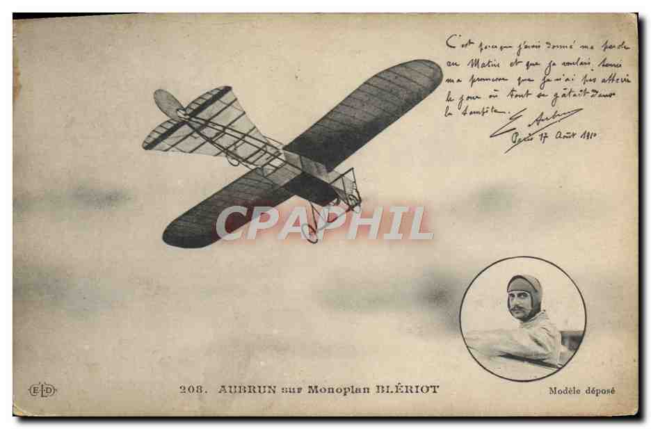 CPA Avion Aviation Aubrun sur monoplan Bleriot 