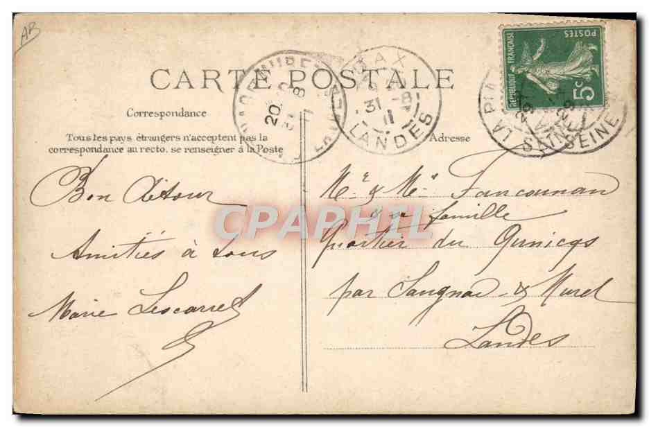 CPA Avion Aviation Aubrun sur monoplan Bleriot  — Rückseite