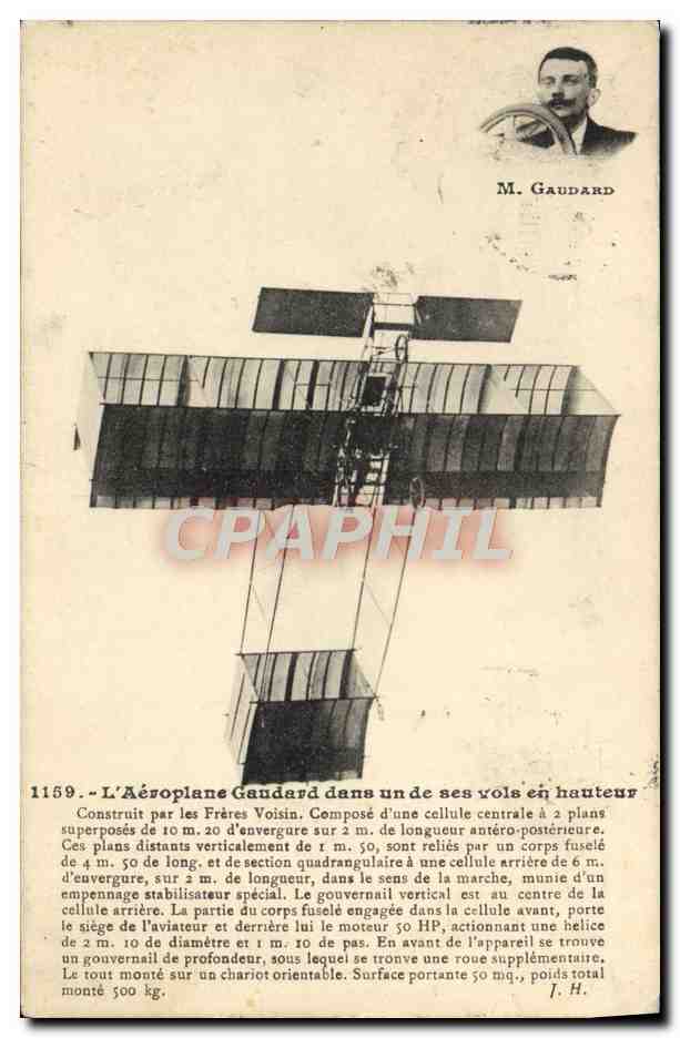 CPA Avion Aviation Aeroplane Gaudard Freres Voisin
