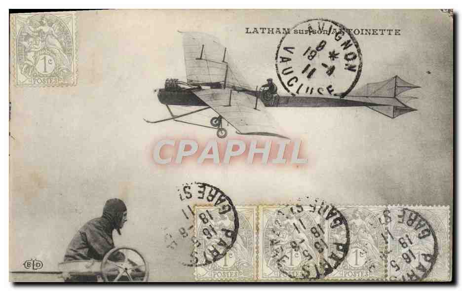 CPA Avion Aviation Latham sur Antoinette