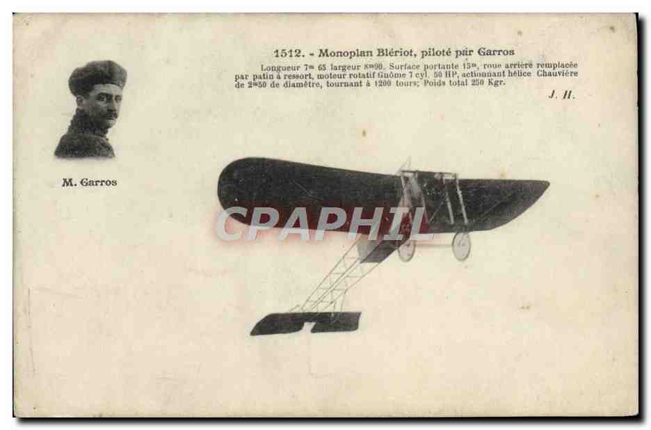 CPA Avion Aviation Monoplan bleriot pilote par Garros 
