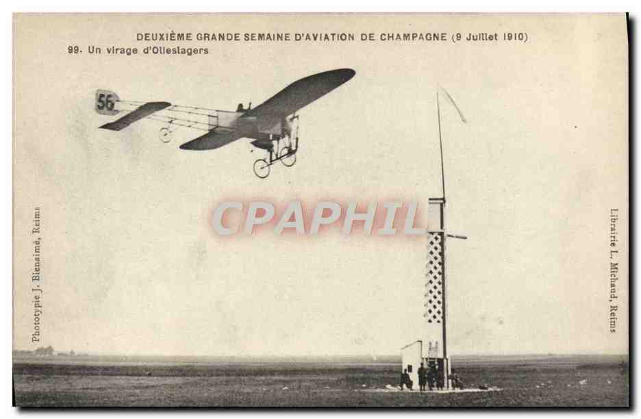 CPA Avion Aviation Deuxieme grande semaine d'aviation de Champagne 9 juillet 1910 Un virage d'Olleslagers 
