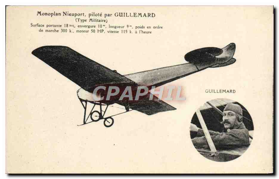 CPA Avion Aviation Monoplan Nieuport par Guillemard Type militaire