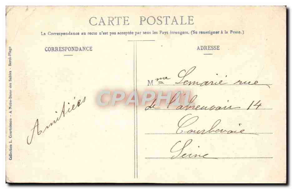 CPA Berck Plage L'Hopital Maritime — Rückseite