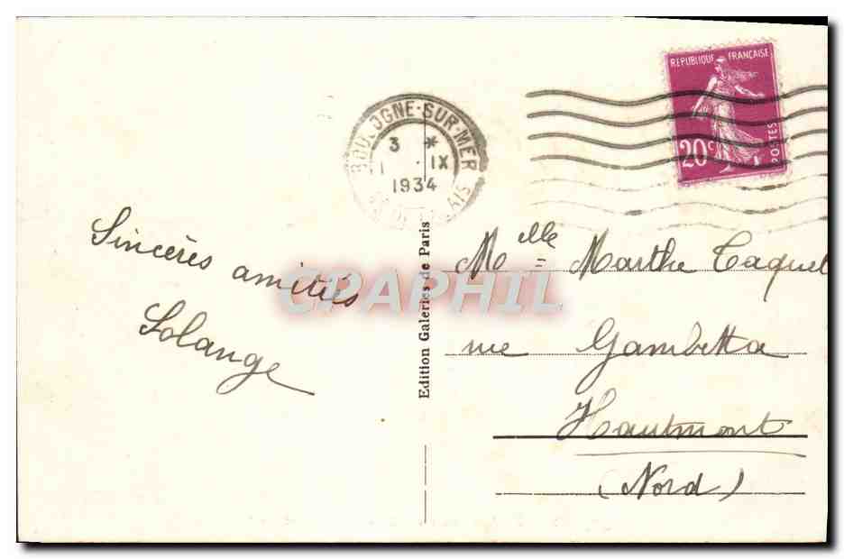 Boulogne-sur-Mer — Vue prise de la jetée — Édition Galeries de Paris, n° 252 — Verso