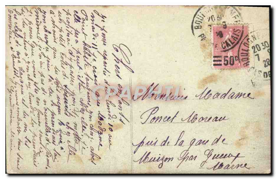 CPA Boulogne Sur Mer Tempete La Jetee Ouest Brisee Par les laines — Rückseite