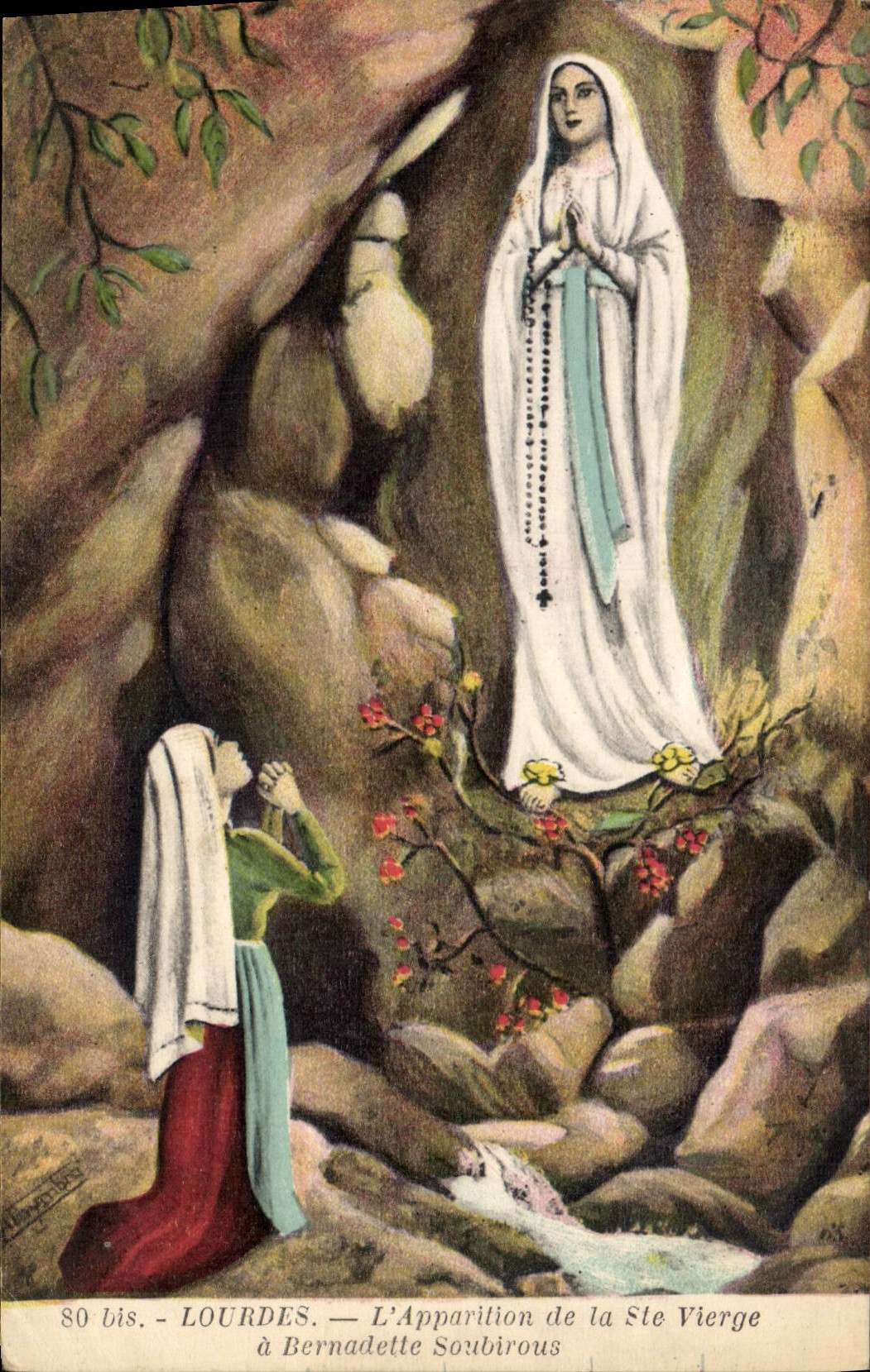CPA Lourdes L'Apparilion De La Ste Vierge A Bernadelle Soubirous
