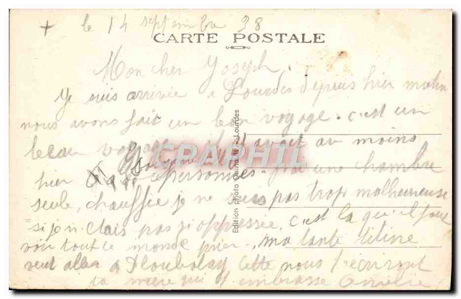 CPA Lourdes L'Apparilion De La Ste Vierge A Bernadelle Soubirous — Verso