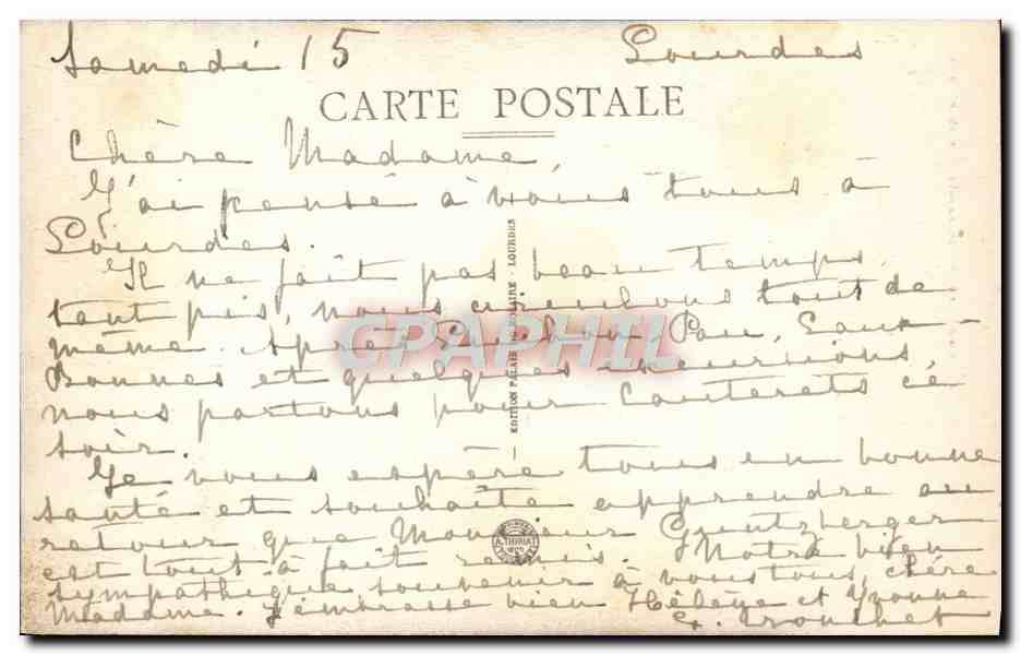 Lourdes — Les Sanctuaires et le Gave — Verso