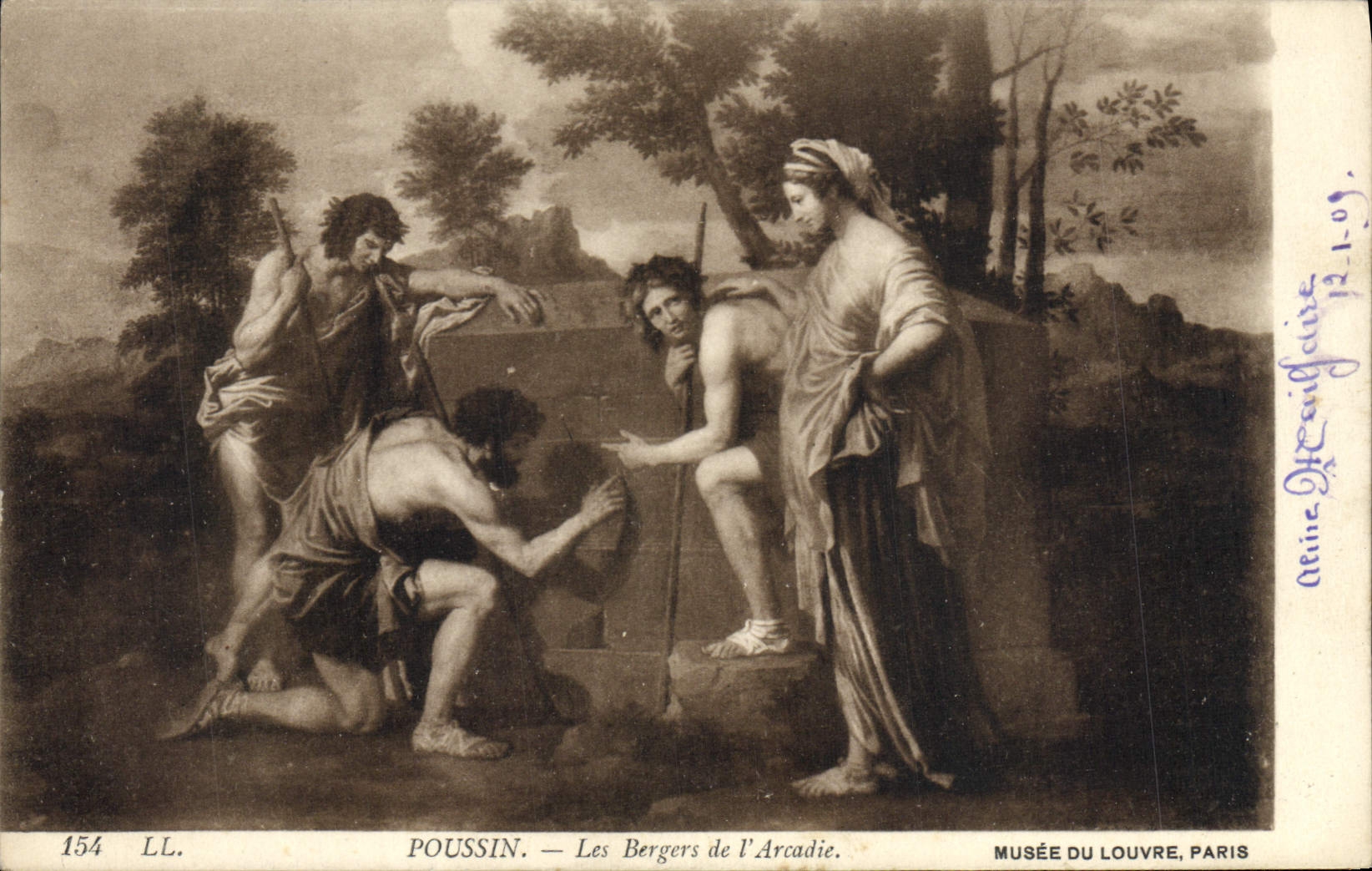 Les Bergers de l'Arcadie — Peinture de Poussin — Musée du Louvre, Paris — Série LL. n°154