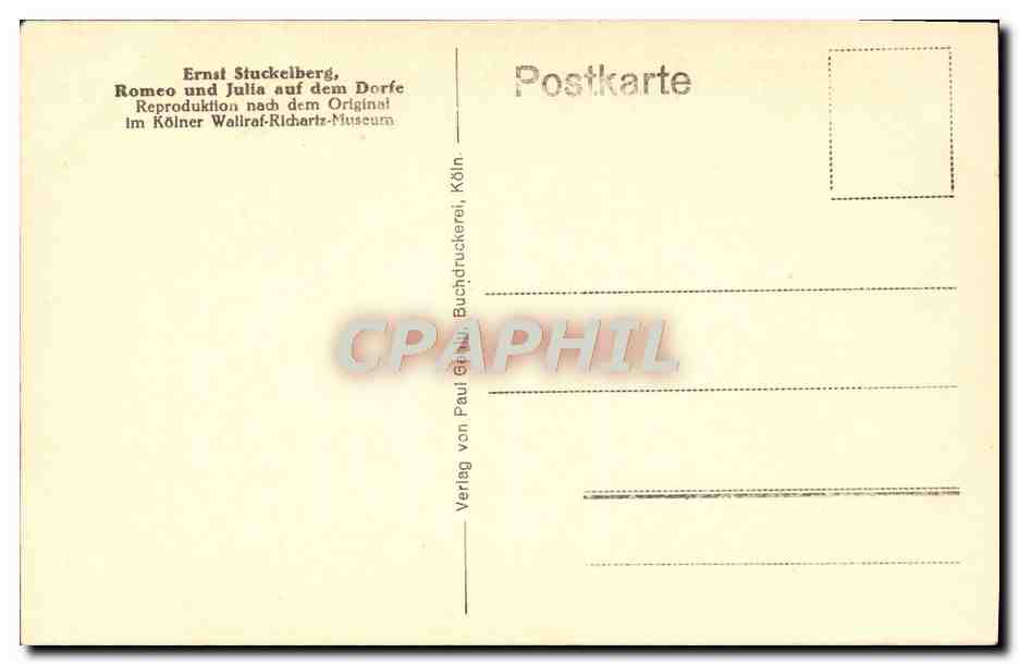 CPA Ernst Stuckelberg Romeo und Julia auf dem Dorfe — Rückseite