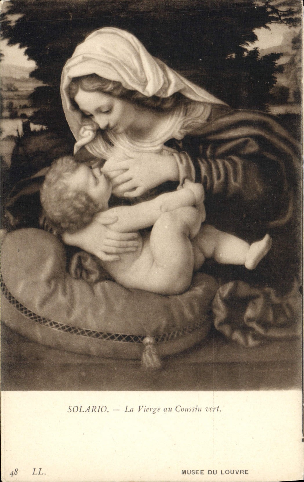 CPA Solario La vierge au Coussin Vert Musee du Louvre