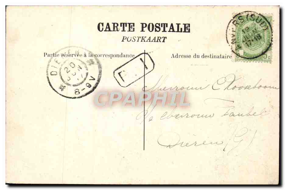 CPA Anvers La gare vue de la place — Rückseite