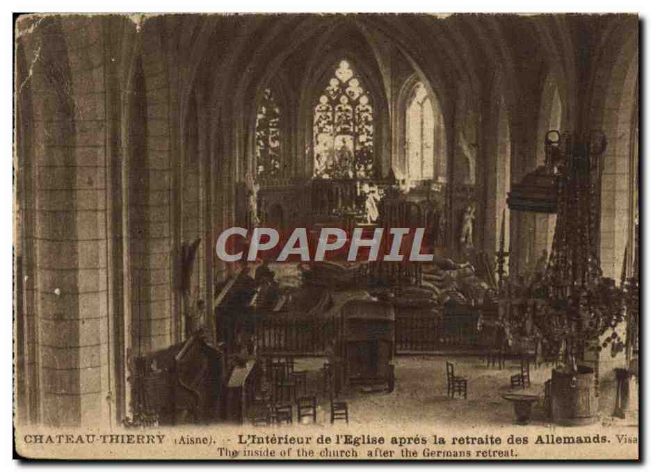 Castillo-Thierry (Aisne) — El interior de la iglesia después del retiro de los alemanes — Cornault y Papeghin, editores, Tours