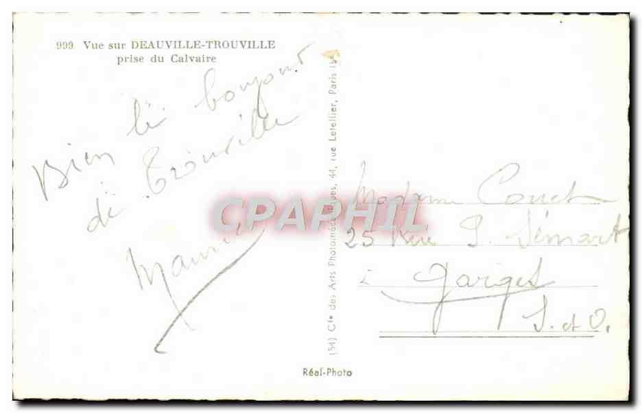 Vue sur Deauville-Trouville — prise du Calvaire — Réal-Photo, Paris — Rückseite