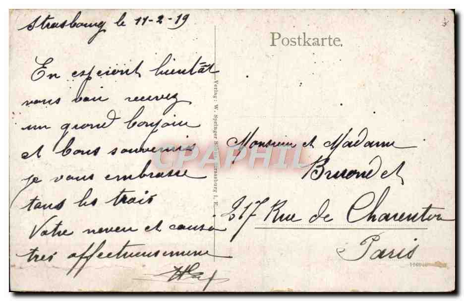 CPA Strasbourg Bis — Verso