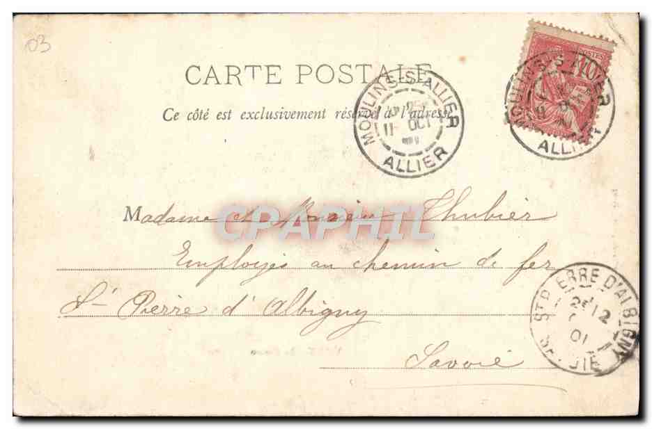 CPA Vichy Le Casino — Verso