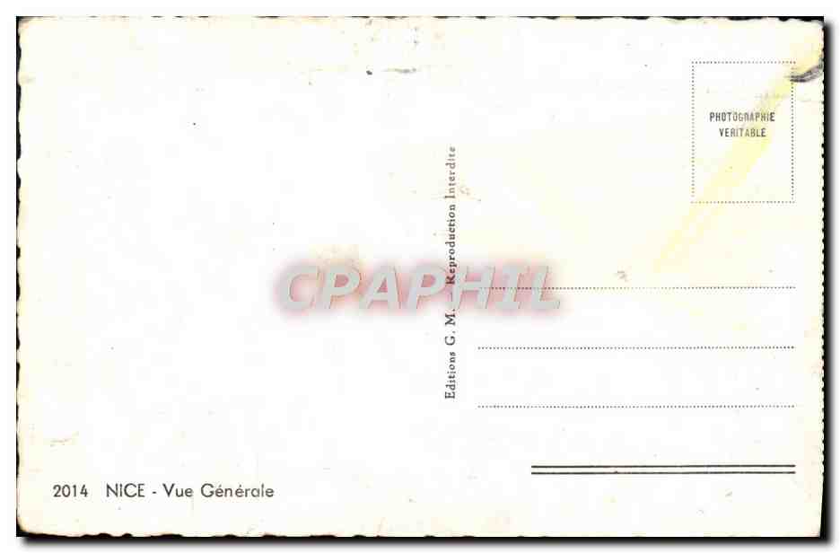 CPM Nice Vue generale — Verso