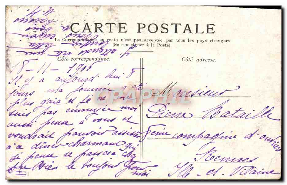 CPA Paris Le Pont du Carrousel — Verso